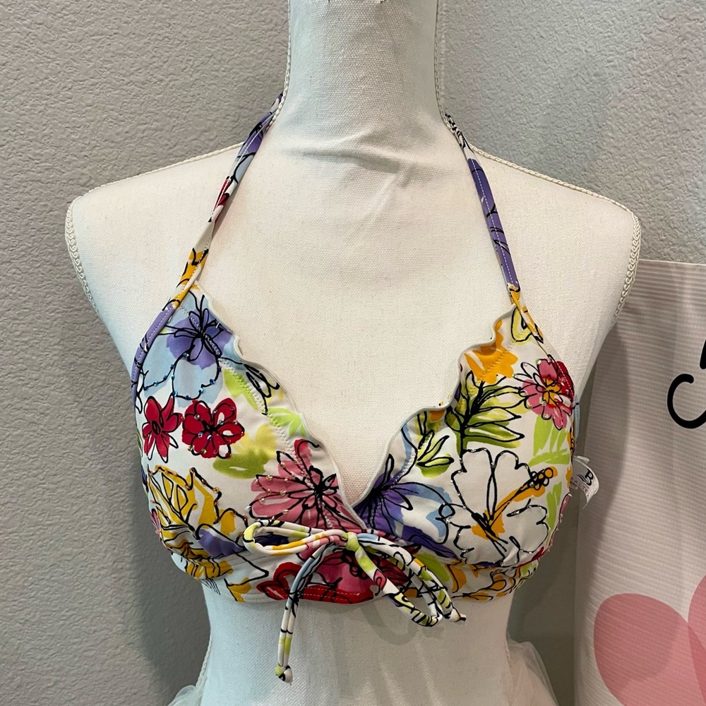 Colorful floral swim bathing suit top